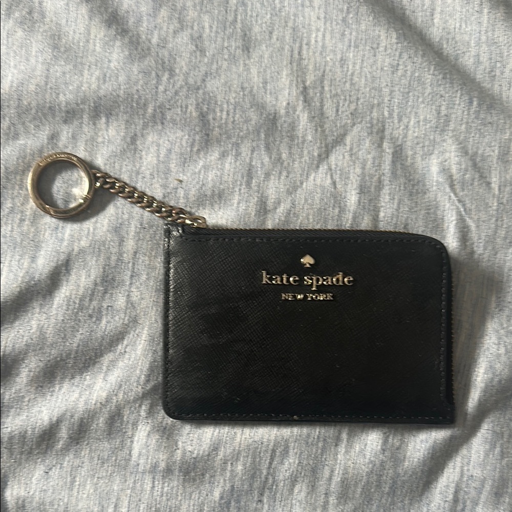 Kate Spade Black Key Card Holder with Gold-Tone Details